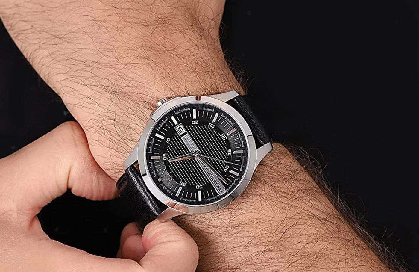 Armani Exchange Black Dial Leather Strap AX2101 Men’s Watch