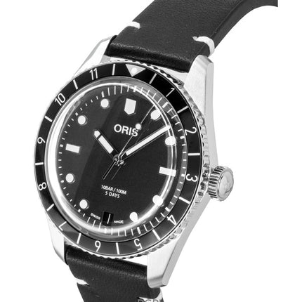 Oris Divers Sixty Five 12H Leather Strap Black Dial Automatic 01 400 7772 4054-07 5 20 82 100M Men's Watch