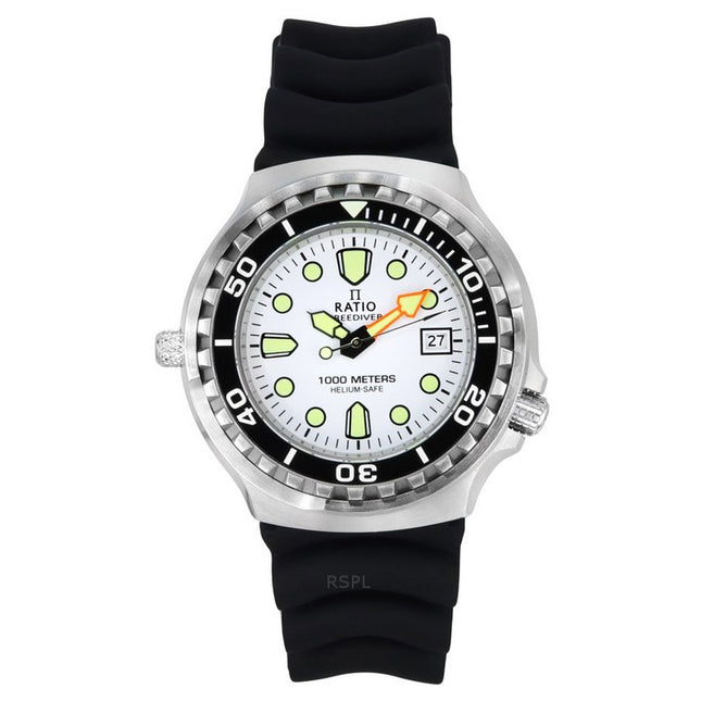 Ratio FreeDiver Version 02 Helium Safe 1000M Sapphire Quartz White Dial 1038EF102V-WHT-V02 Men's Watch
