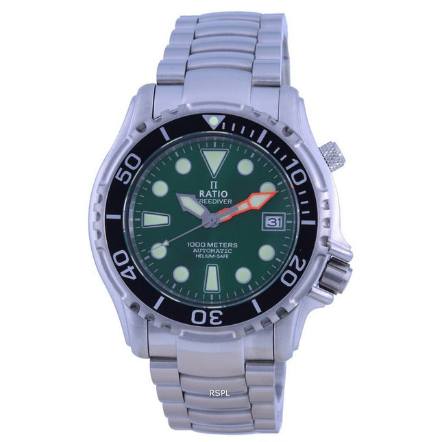 Ratio FreeDiver Helium Safe 1000M Green Dial Stainless Steel Automatic 1066KE26-33VA-GRN Men's Watch
