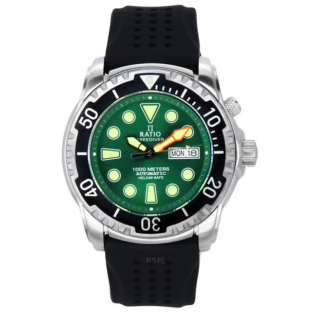 Ratio FreeDiver Version 02 Helium Safe 1000M Sapphire Automatic Green Dial 1068HA90-34VA-GRN-V02 Men's Watch