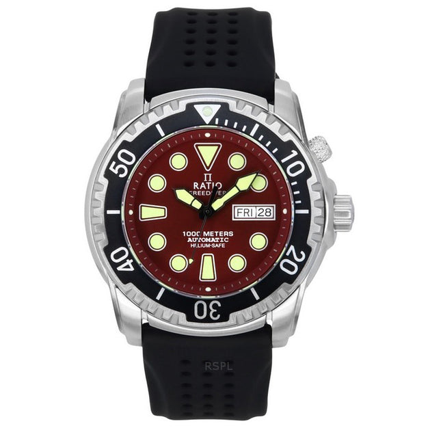 Ratio FreeDiver Version 02 Helium Safe 1000M Sapphire Automatic Red Dial 1068HA90-34VA-RED-V02 Men's Watch