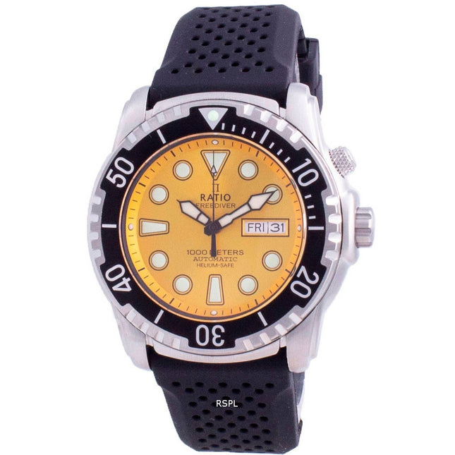 Ratio 2nd Generation Free Diver Helium-Safe Automatic 1068HA90-34VA-YLW-V02 1000M Men's Watch