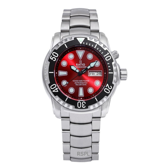 Refurbished Ratio FreeDiver Helium-Safe 1000M Sapphire Automatic 1068HA96-34VA-RED Men's Watch