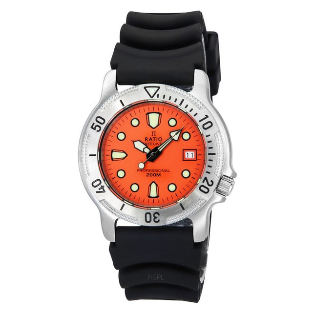 Ratio FreeDiver Professional Sapphire Orange Dial Quartz 22AD202-ORG 200M Men's Watch