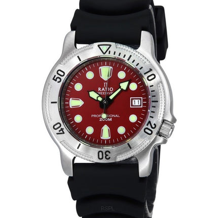 Ratio FreeDiver Professional Sapphire Red Dial Quartz 22AD202-RED 200M Men's Watch