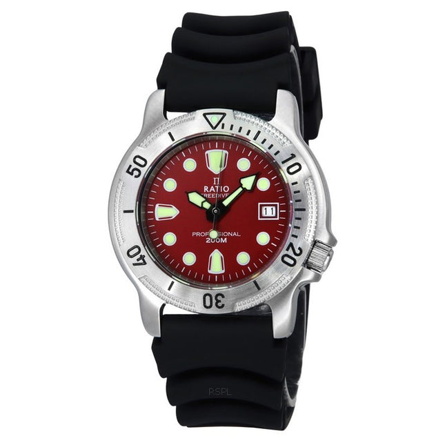 Ratio FreeDiver Professional Sapphire Red Dial Quartz 22AD202-RED 200M Men's Watch