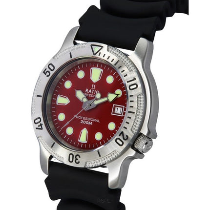 Ratio FreeDiver Professional Sapphire Red Dial Quartz 22AD202-RED 200M Men's Watch
