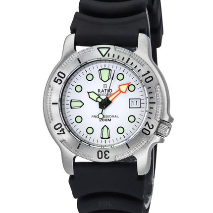 Ratio FreeDiver Professional Sapphire White Dial Quartz 22AD202-WHT 200M Men's Watch
