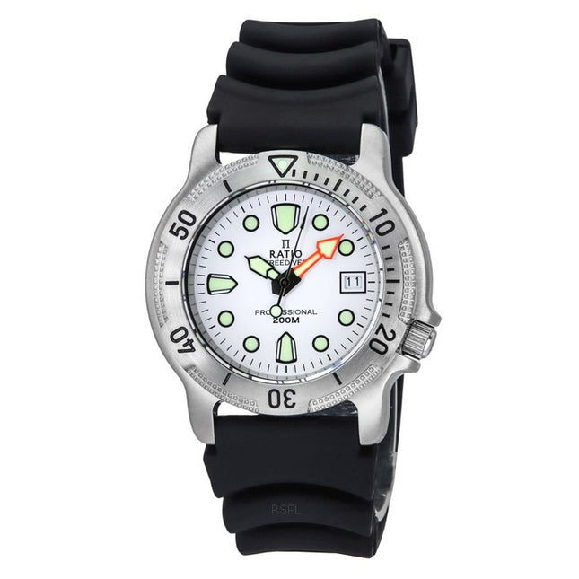 Ratio FreeDiver Professional Sapphire White Dial Quartz 22AD202-WHT 200M Men's Watch