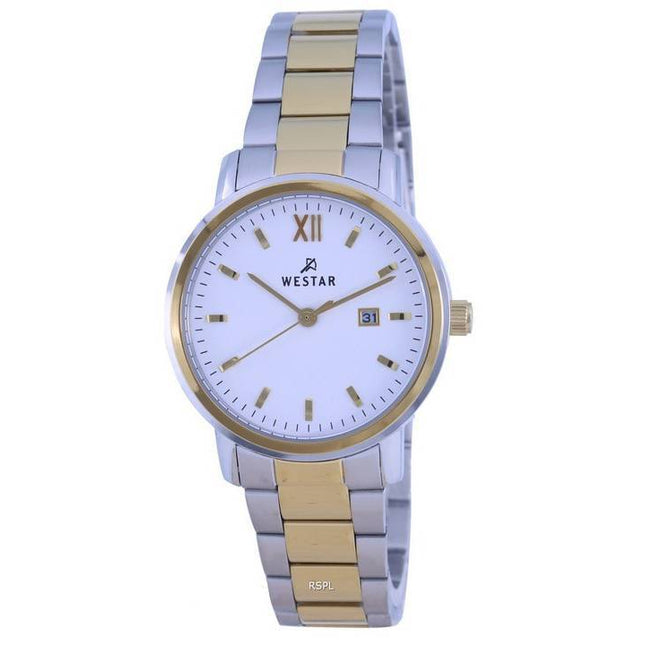 Westar White Dial Two Tone Stainless Steel Quartz 40245 CBN 101 Women's Watch