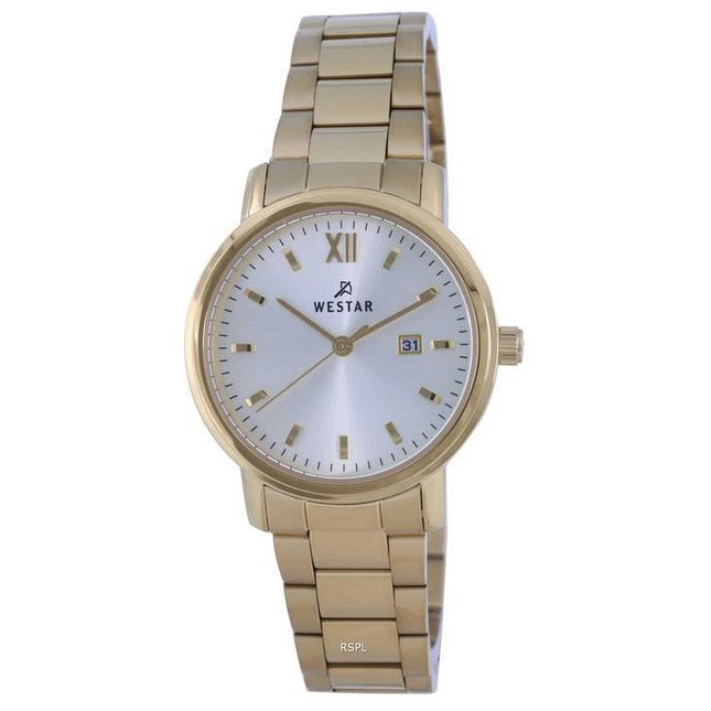 Westar Silver Dial Gold Tone Stainless Steel Quartz 40245GPN102 Women's Watch