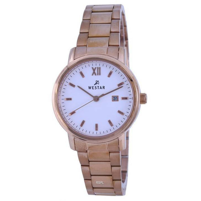 Westar White Dial Rose Gold Tone Stainless Steel Quartz 40245PPN601 Women's Watch