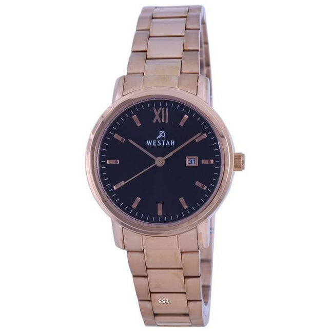 Westar Black Dial Rose Gold Tone Stainless Steel Quartz 40245PPN603 Women's Watch