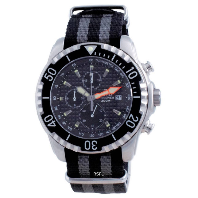 Ratio Free Diver Chronograph Nylon Quartz Diver's 48HA90-17-CHR-BLK-var-NATO1 200M Men's Watch