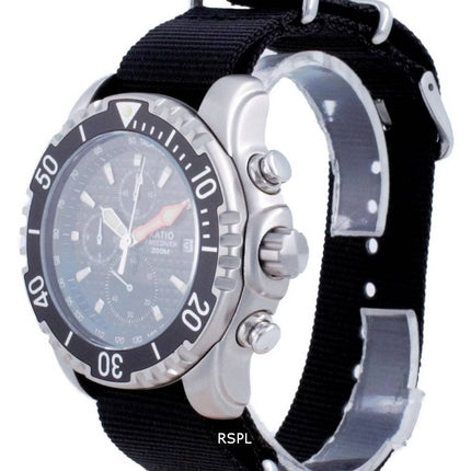 Ratio Free Diver Chronograph Nylon Quartz Diver's 48HA90-17-CHR-BLK-var-NATO4 200M Men's Watch
