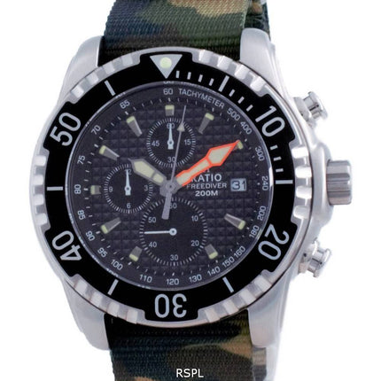 Ratio Free Diver Chronograph Nylon Quartz Diver's 48HA90-17-CHR-BLK-var-NATO5 200M Men's Watch