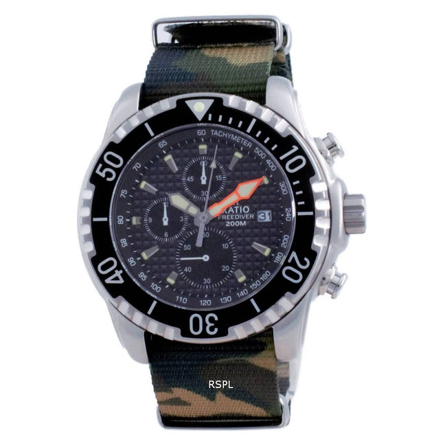 Ratio Free Diver Chronograph Nylon Quartz Diver's 48HA90-17-CHR-BLK-var-NATO5 200M Men's Watch