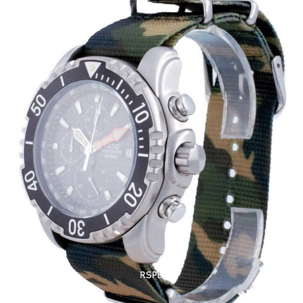 Ratio Free Diver Chronograph Nylon Quartz Diver's 48HA90-17-CHR-BLK-var-NATO5 200M Men's Watch