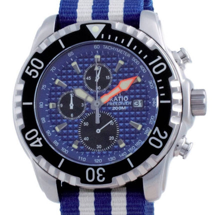 Ratio Free Diver Chronograph Nylon Quartz Diver's 48HA90-17-CHR-BLU-var-NATO2 200M Men's Watch