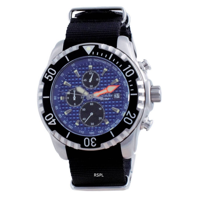 Ratio Free Diver Chronograph Nylon Quartz Diver's 48HA90-17-CHR-BLU-var-NATO4 200M Men's Watch