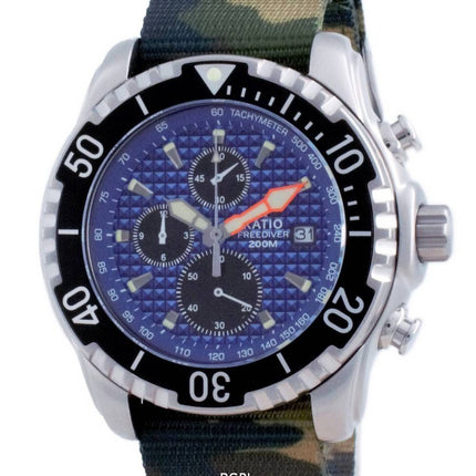 Ratio Free Diver Chronograph Nylon Quartz Diver's 48HA90-17-CHR-BLU-var-NATO5 200M Men's Watch