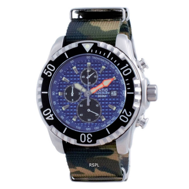 Ratio Free Diver Chronograph Nylon Quartz Diver's 48HA90-17-CHR-BLU-var-NATO5 200M Men's Watch