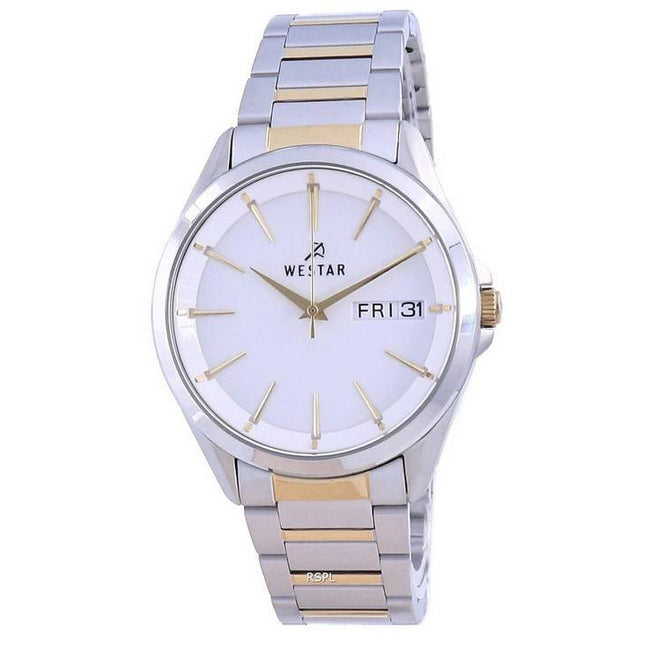 Westar White Dial Two Tone Stainless Steel Quartz 50212 CBN 101 Men's Watch