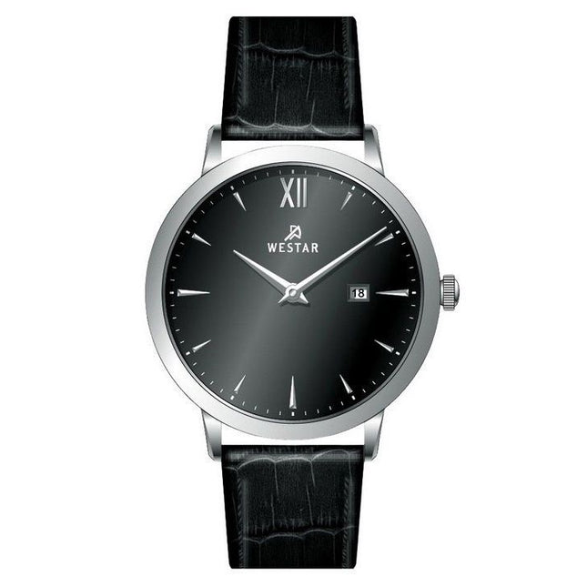 Westar Profile Leather Strap Black Dial Quartz 50214STN103 Men's Watch