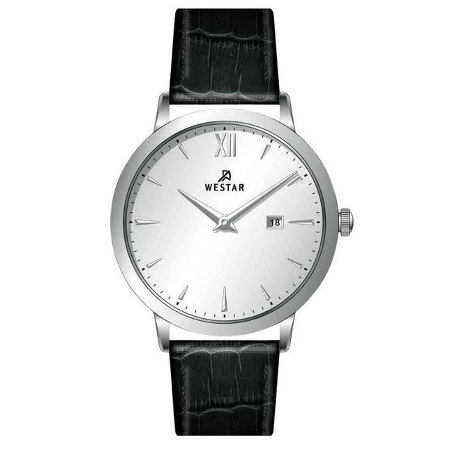 Westar Profile Leather Strap Silver Dial Quartz 50214STN107 Men's Watch