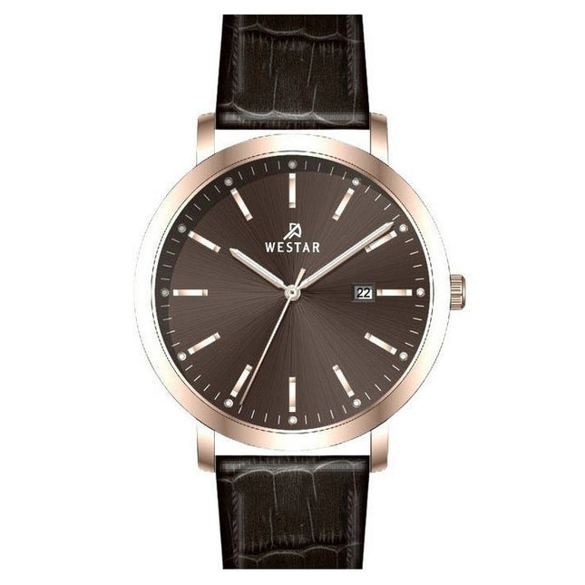 Westar Profile Leather Strap Brown Dial Quartz 50216PPN620 Men's Watch