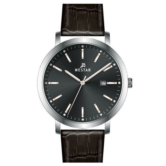 Westar Profile Leather Strap Black Dial Quartz 50216STN623 Men's Watch