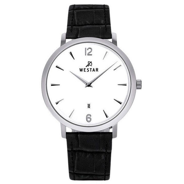 Westar Profile Leather Strap White Dial Quartz 50219STN101 Men's Watch