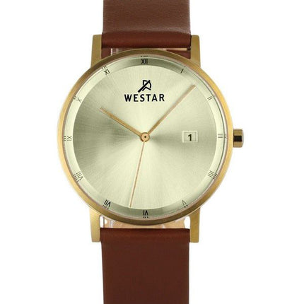 Westar Profile Leather Strap Light Champagne Dial Quartz 50221GPN122 Men's Watch