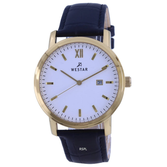 Westar White Dial Gold Tone Stainless Steel Quartz 50244 GPN 101 Men's Watch