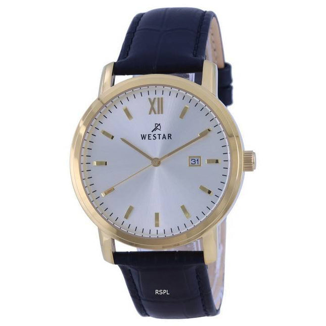 Westar Silver Dial Leather Strap Quartz 50244GPN102 Men's Watch