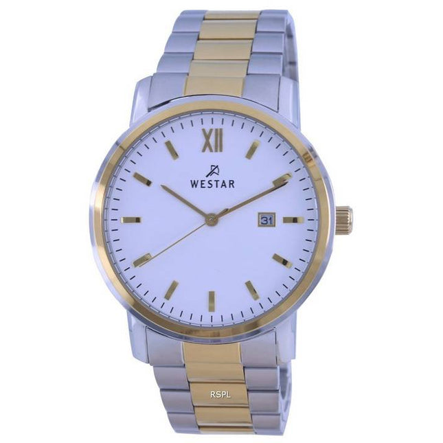 Westar White Dial Two Tone Stainless Steel Quartz 50245 CBN 101 Men's Watch