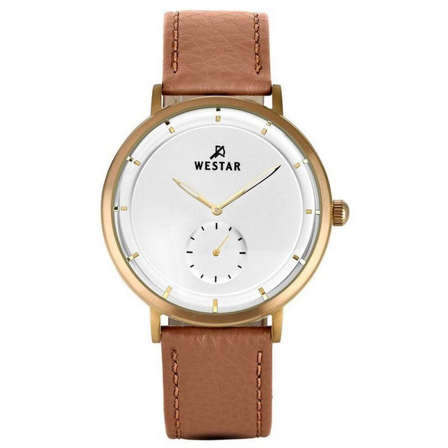 Westar Profile Leather Strap Silver Dial Quartz 50246BZZ187 Men's Watch