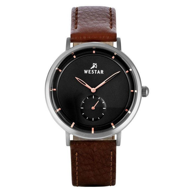 Westar Profile Leather Strap Black Dial Quartz 50246STN623 Men's Watch