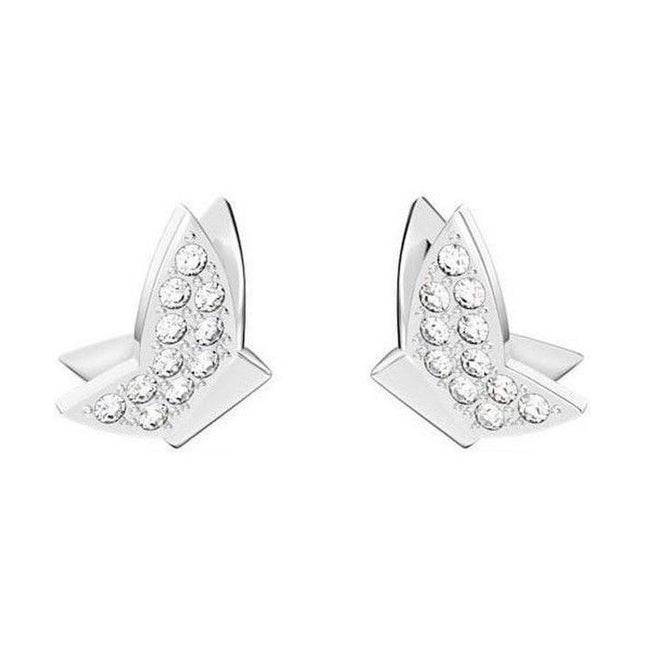 Swarovski Lilia Butterfly Rhodium Plated Stud Earrings With White Crystal 5636424 For Women