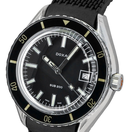 Doxa SUB 200 Sharkhunter FKM Rubber Strap Black Dial Automatic Diver's 799.10.101.20 200M Men's Watch