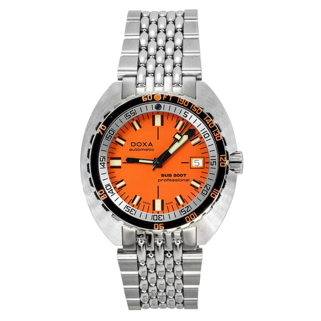 Doxa SUB 300T Aristera Professional Orange Dial Automatic Diver's 840.10.351.10 1200M Men's Watch With Extra Strap