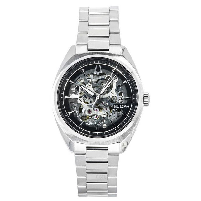 Bulova Classic Surveyor Stainless Steel Silver Skeleton Dial Automatic 96A293 Men's Watch