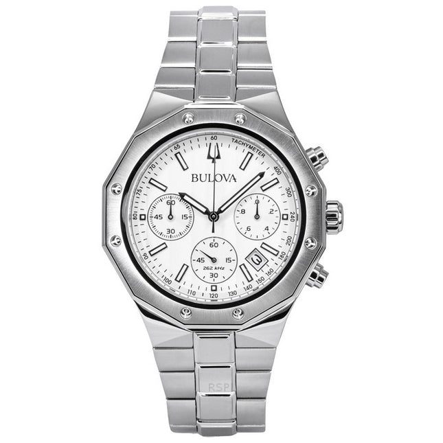 Bulova Classic Precisionist Chronograph Stainless Steel Silver Dial Quartz 96B408 100M Men's Watch