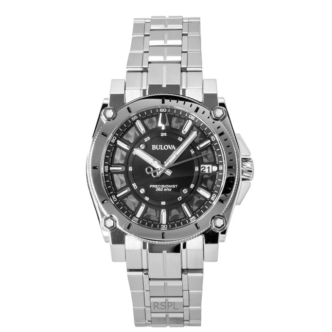 Bulova Icon Precisionist Stainless Steel Black Dial Quartz 96B417 100M Men's Watch
