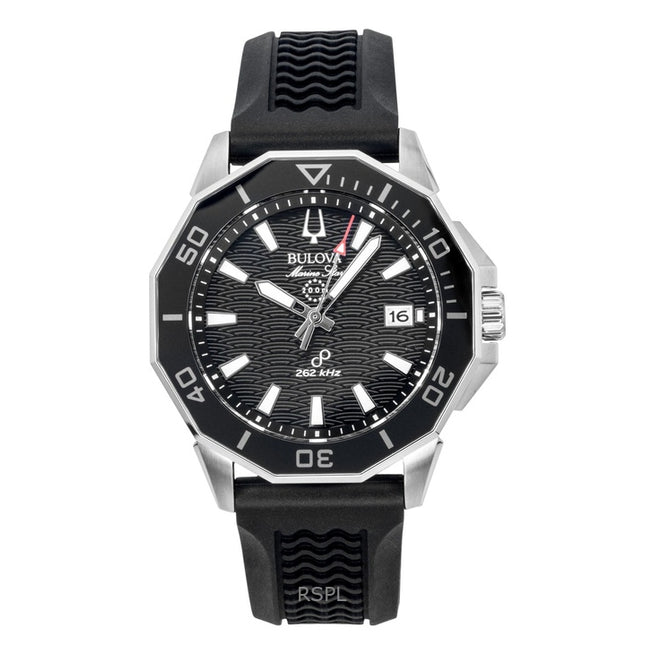 Bulova Marine Star Precisionist Silicone Strap Black Dial Quartz Diver's 96B432 200M Men's Watch