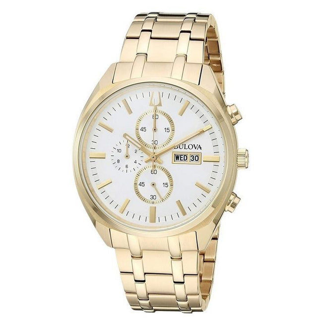 Bulova Surveyor Chronograph Gold Tone Stainless Steel Silver Dial Quartz 97C109 Men's Watch