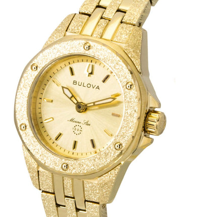 Bulova Marine Star Marc Anthony Stainless Steel Gold Dial Quartz 97L192 100M Women's Watch