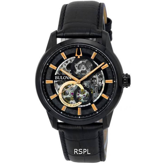 Bulova Classic Sutton Black Skeleton Dial Automatic 98A283 Men's Watch