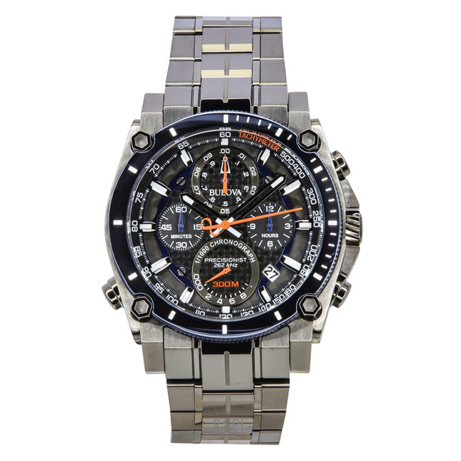 Bulova Icon Precisionist Chronograph Stainless Steel Grey Dial Quartz Diver's 98B343 300M Men's Watch